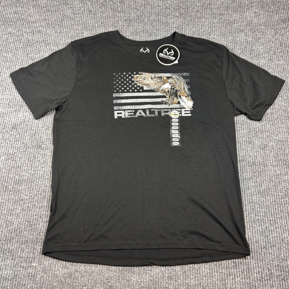 Realtree Shirt Men's XL Black‎ American Flag Eagle Graphic NWT Outdoors